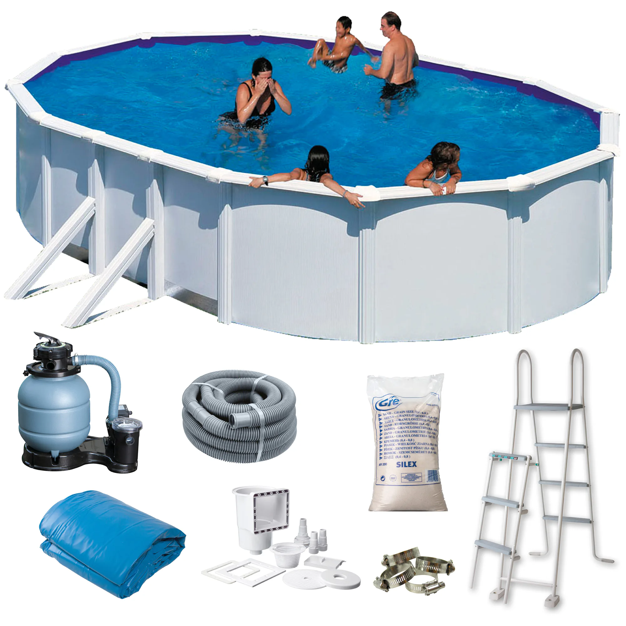 Basic Pool Oval 500 x 300 x 120 cm, Vit Mått: 500 x 300 cm, Djup: 120 cm, Färg: Vit