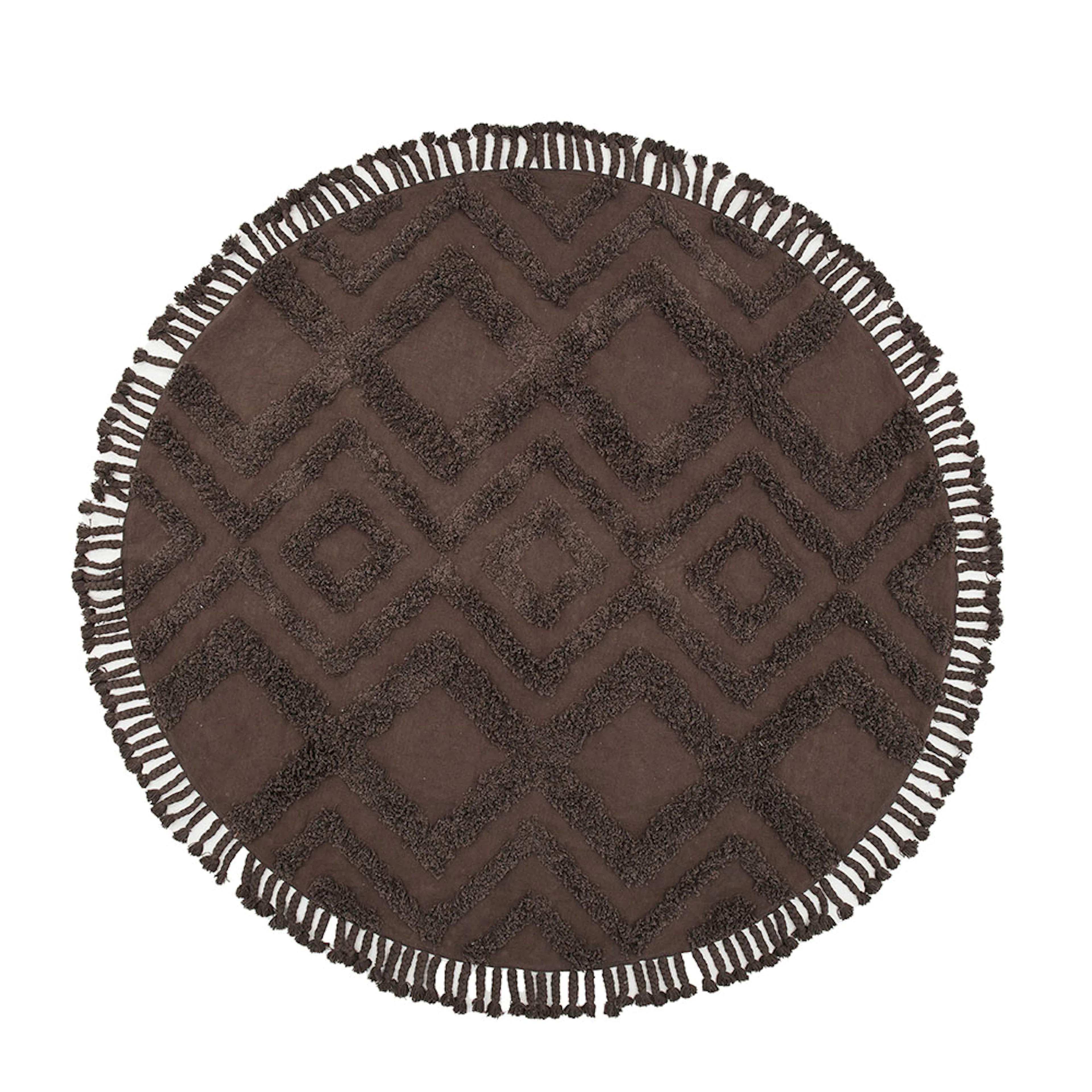 Hilma Cotton - 200*200- -Round-Brown 200x200 cm Brun