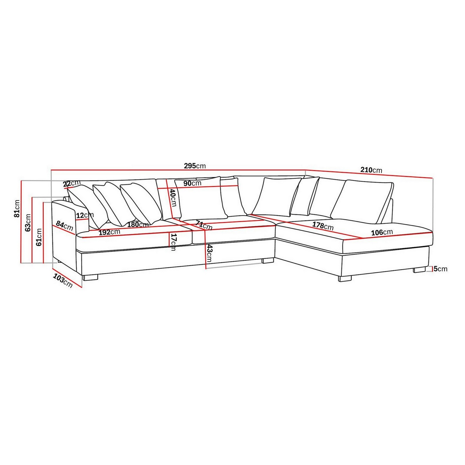 Soffa Scandinavian Choice Rossita 4-sits L-Formad Djup Schäslongsoffa