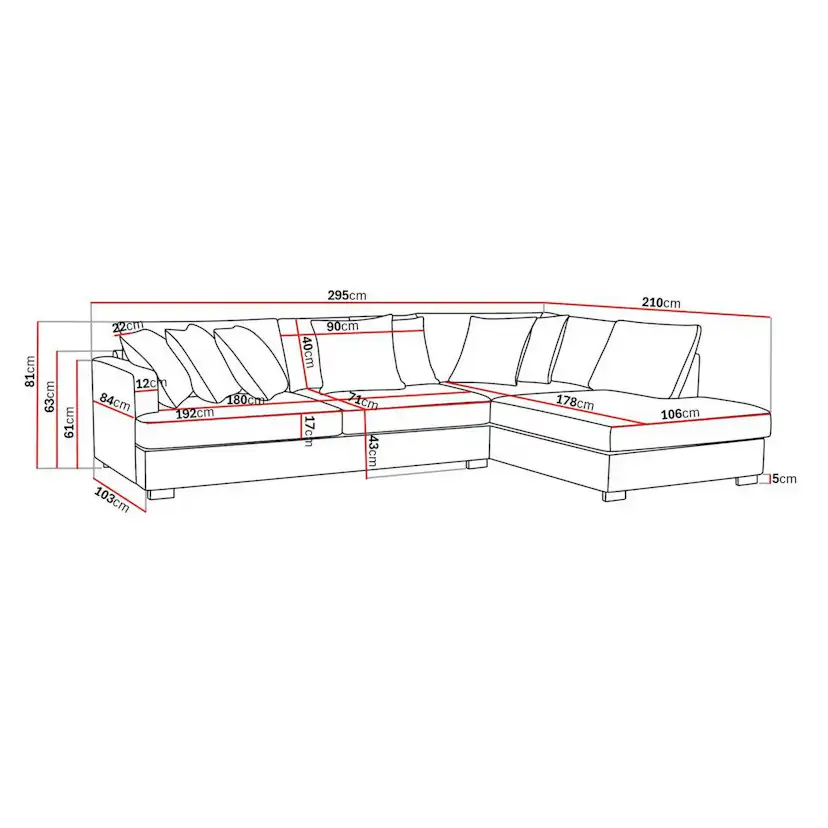 Soffa Scandinavian Choice Rossita 4-sits L-Formad Djup Schäslongsoffa