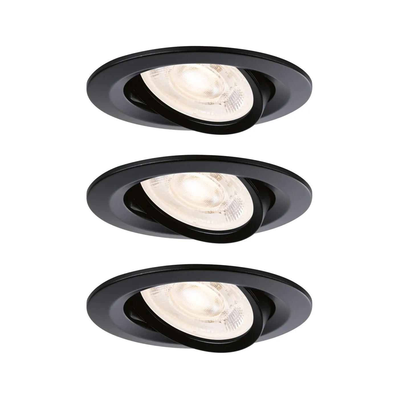 Downlight Paulmann Nova Plus inkl. GU10 Flat Matt svart, 3-pack, 2700 K