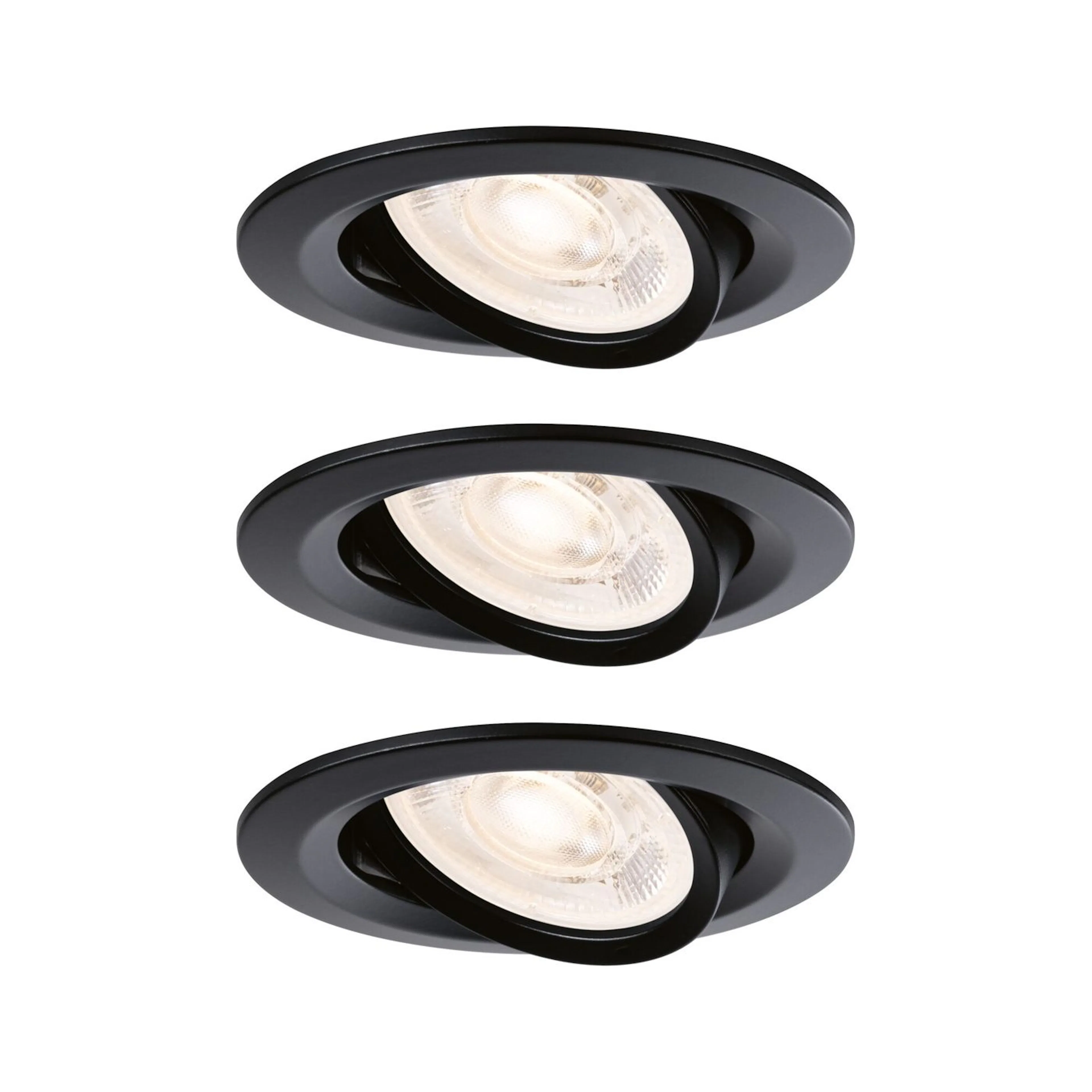 Downlight Paulmann Nova Plus inkl. GU10 Flat Matt svart, 3-pack, 2700 K