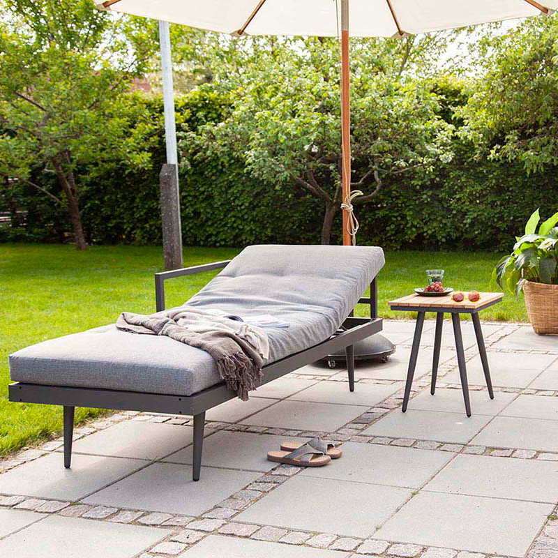 Rio loungebord, 50x45cm, antracit/teak Antracit