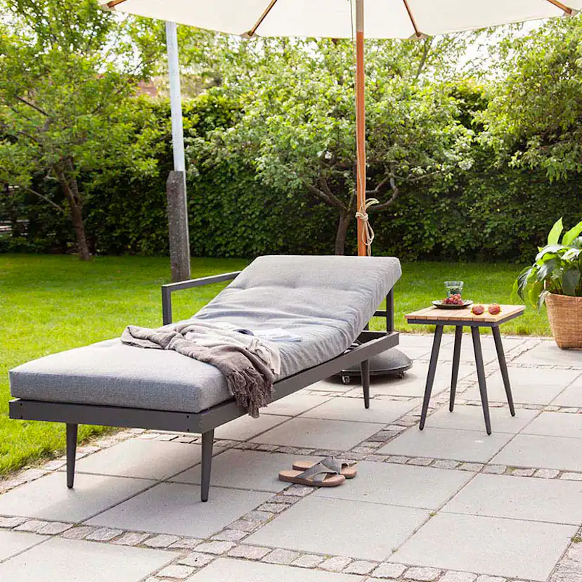 Rio loungebord, 50x45cm, antracit/teak Antracit