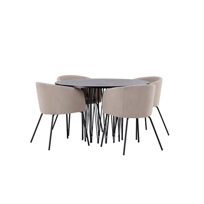Matgrupp Venture Home Stone Ø120 cm med 4 Berit Stolar