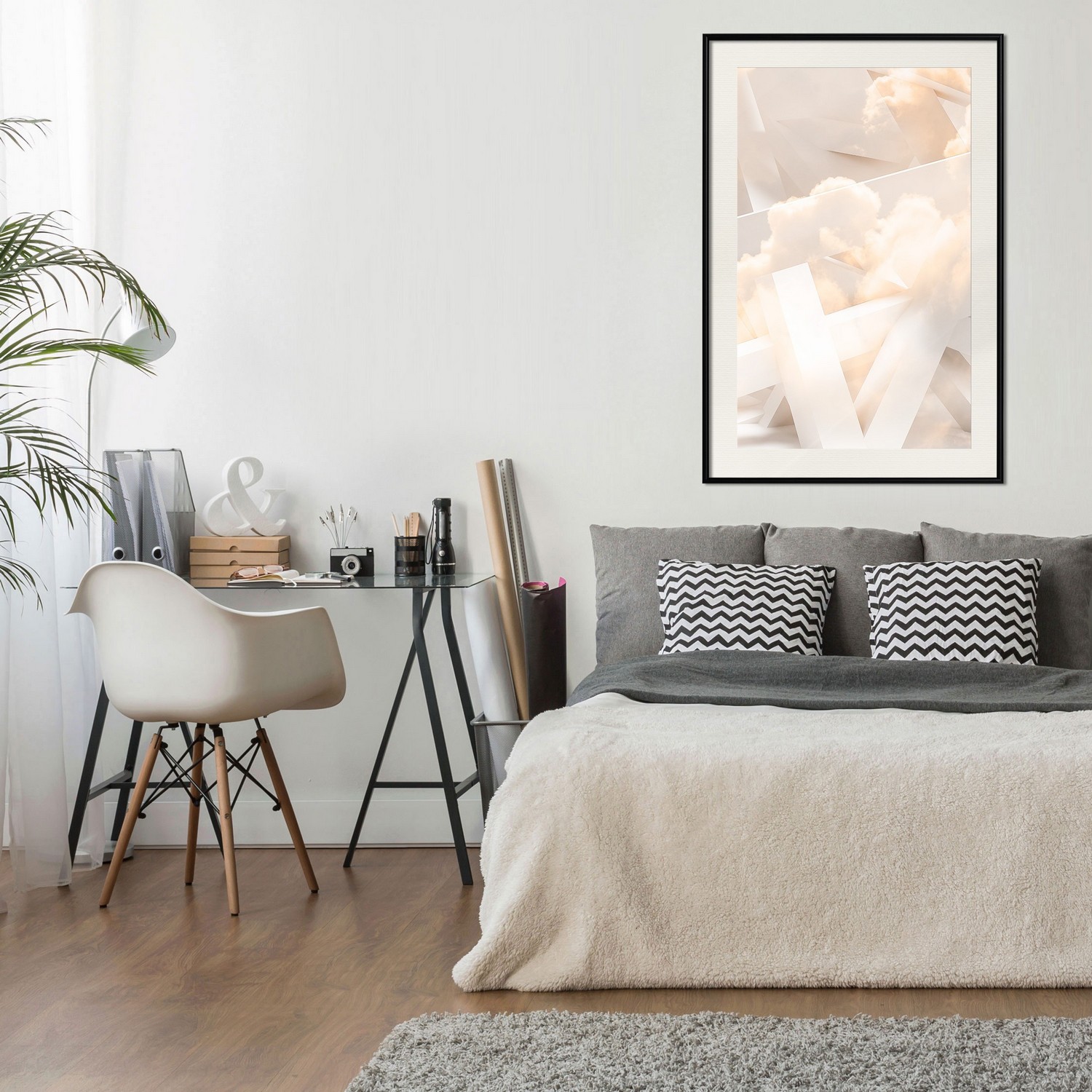 Affisch - Abstraction with Clouds [Poster] 30x45 Svart ram med passepartout, 30x45 cm