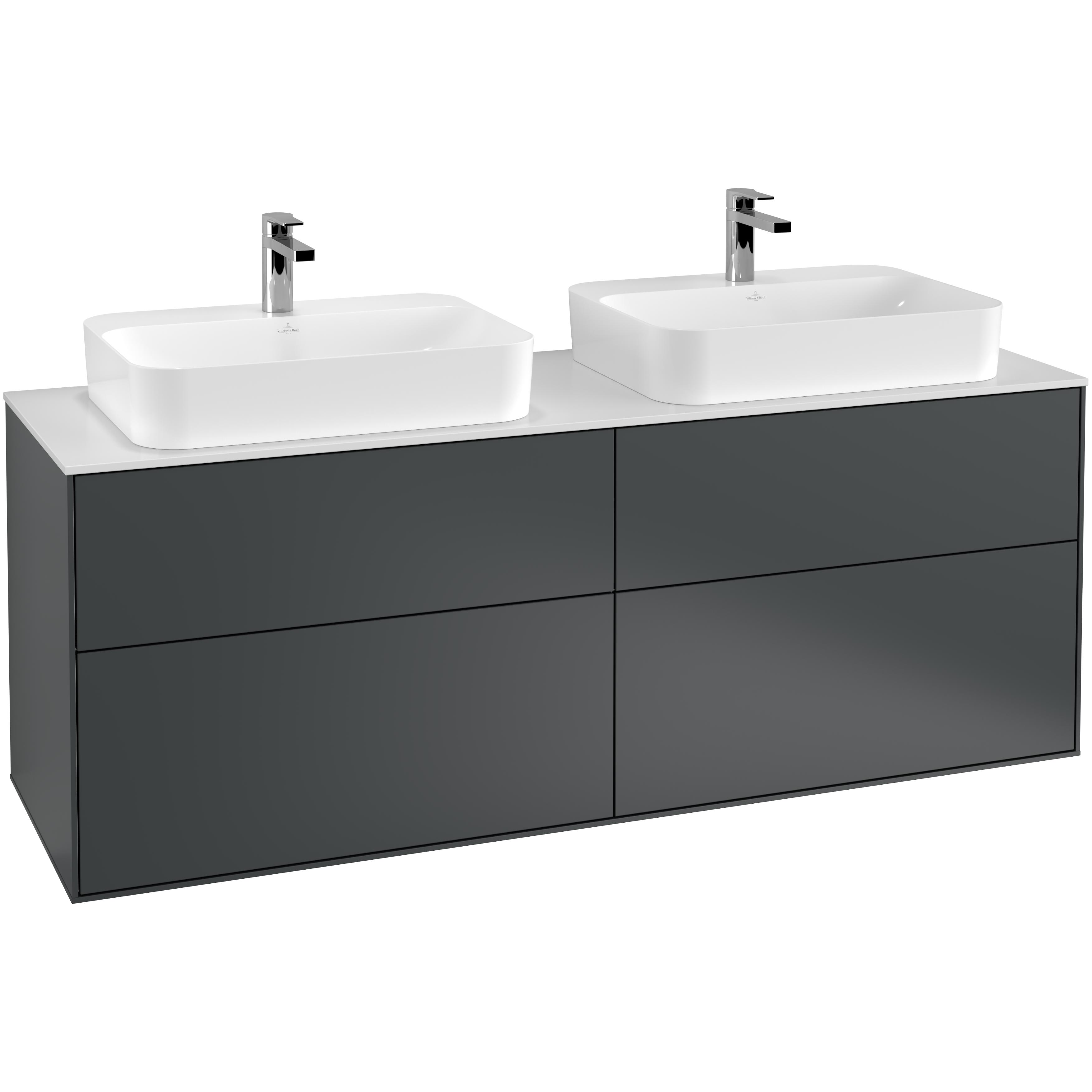 Tvättställsskåp Villeroy & Boch Finion med 4 Lådor och Bänkskiva för Två Ytmonterade Tvättställ