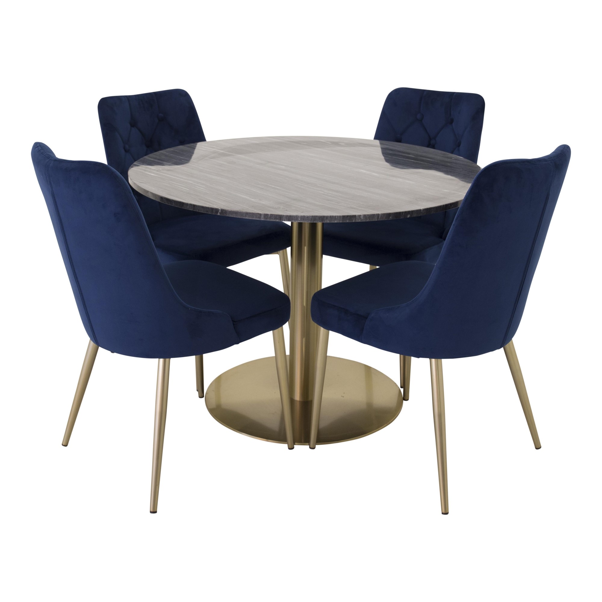 Matgrupp Venture Home Estelle Rund med 4 Vera Stolar Sammet