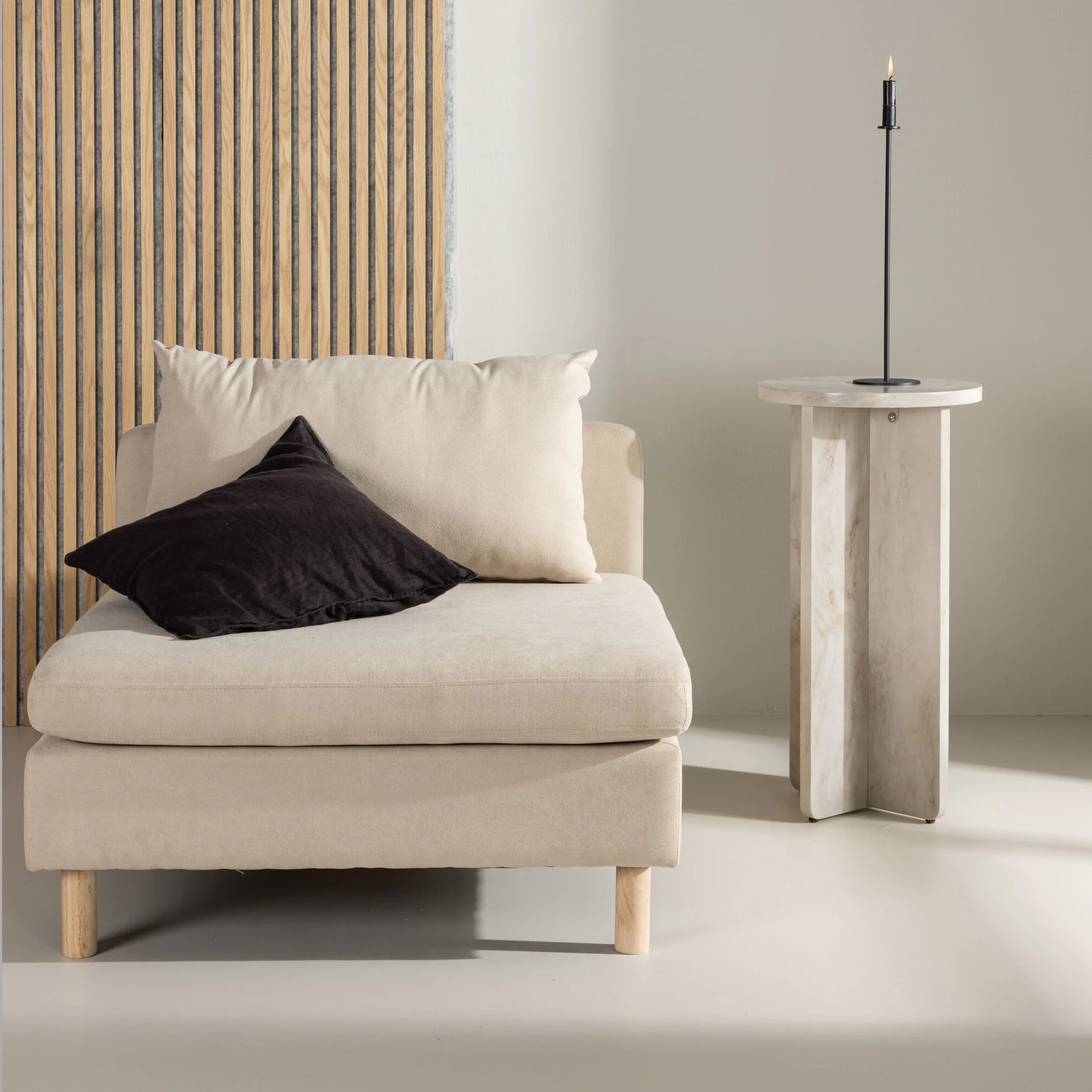 Zero Single Sofa - Woodlook / Beige Fabric Djup: 102 cm