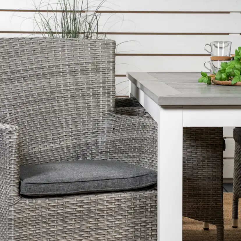 Albany Dining Table 152/210*90 - White Alu / Grey Aintwood+M Grå