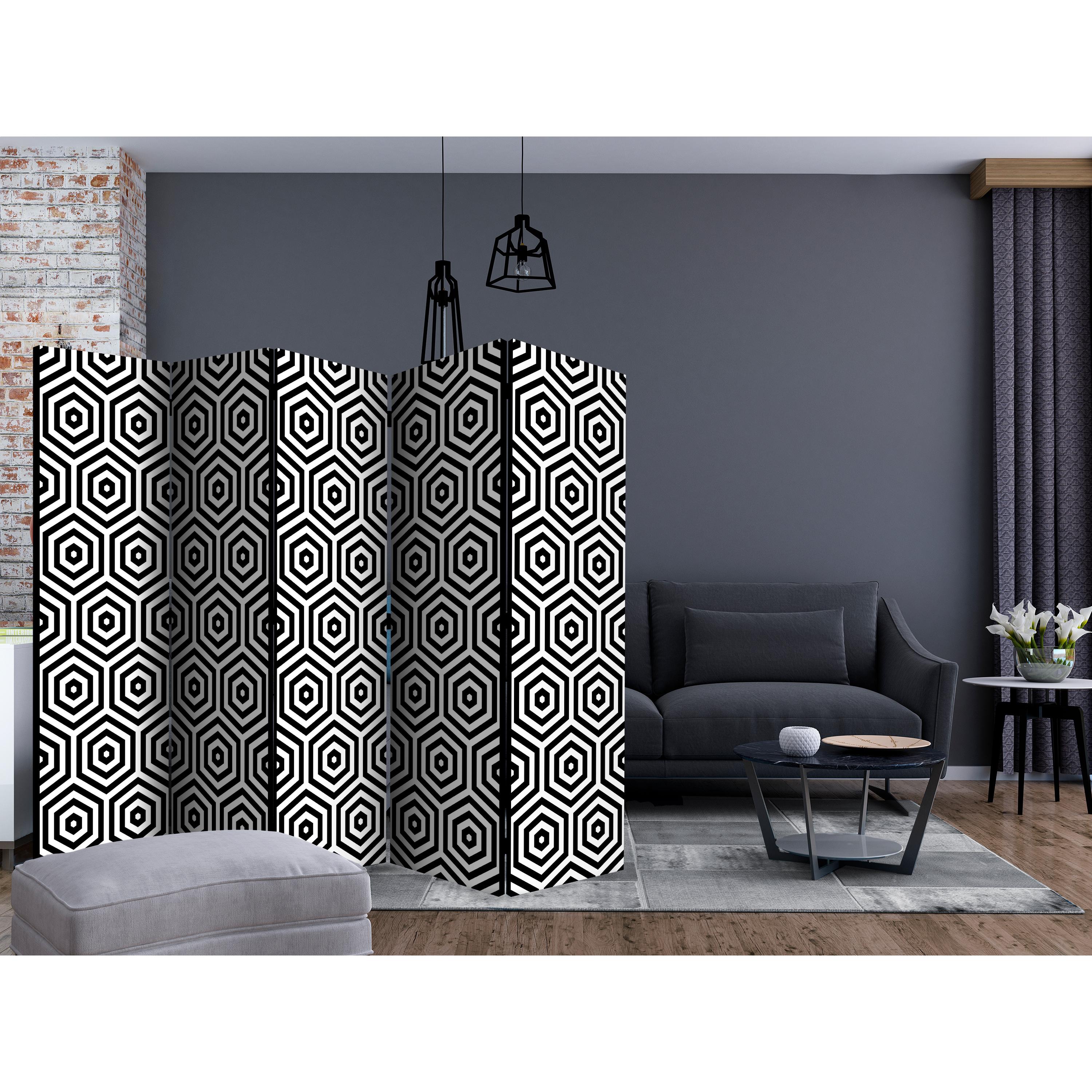 Rumsavdelare Skärmvägg Arkiio Black and White Hypnosis II 225x172 cm