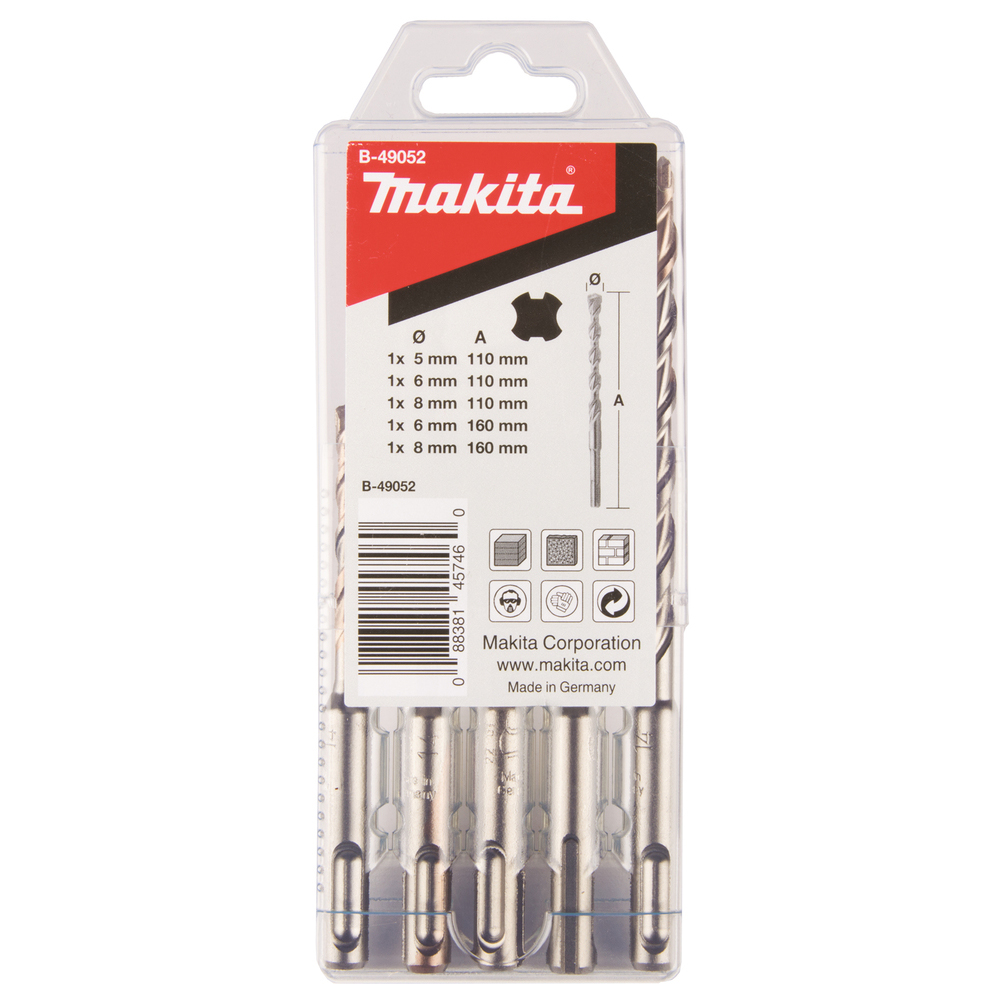 Borrsats Sds-Plus Makita B-49052 5.6.8M 5 delar
