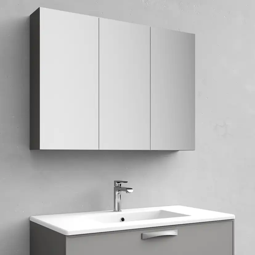 SPEGELSKÅP FLEX SOFT GRÅ 900 Soft Grå, Bredd: 900 mm, Tre dörrar