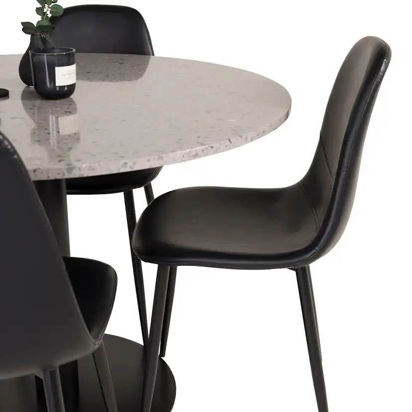 Matgrupp Venture Home Roxanna Grå Bord med 4 Pobbie Stolar Läder