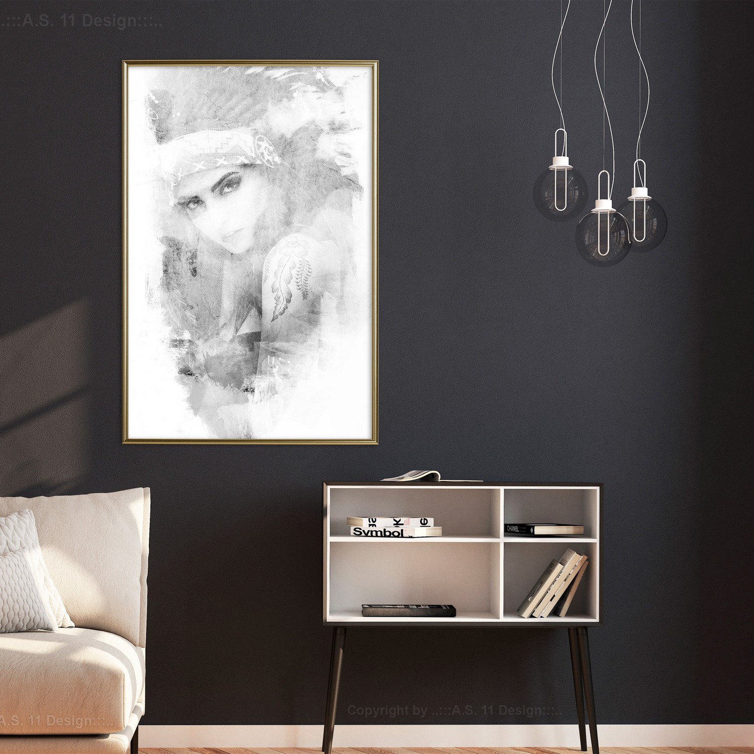 Poster Artgeist Affisch Ethnic Look Svart/Vit