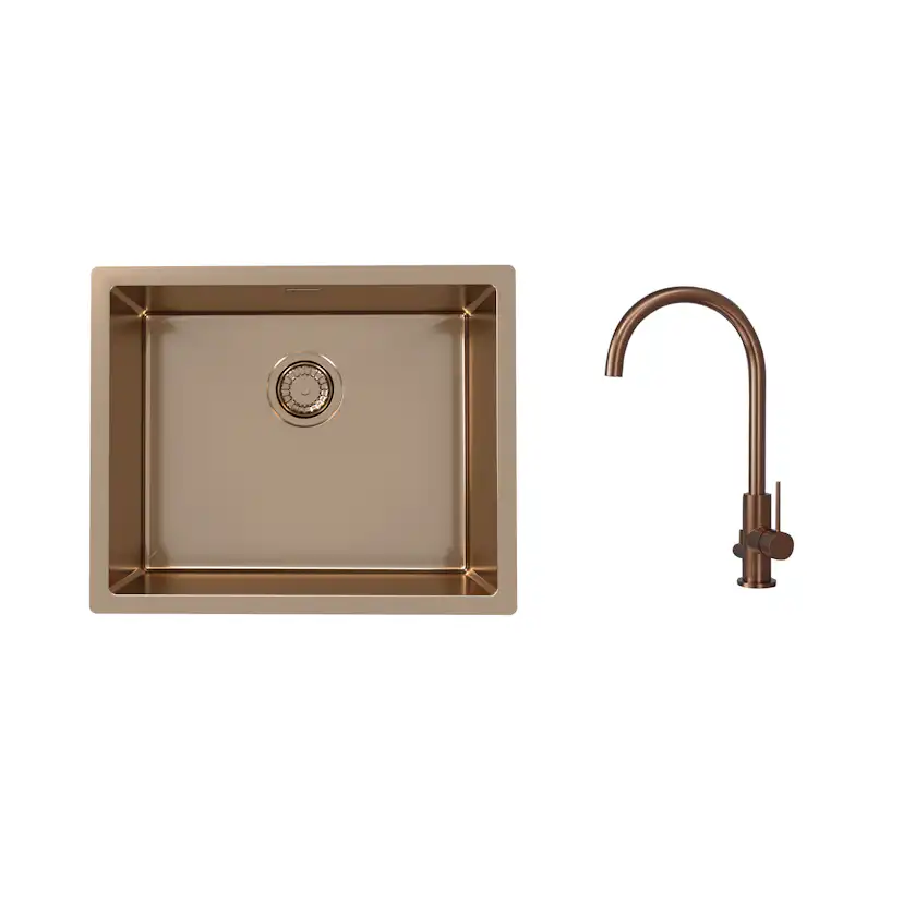 Diskho Stala Monarch-50 med Köksblandare Scandtap Steel Equip DxKoppar/Amber