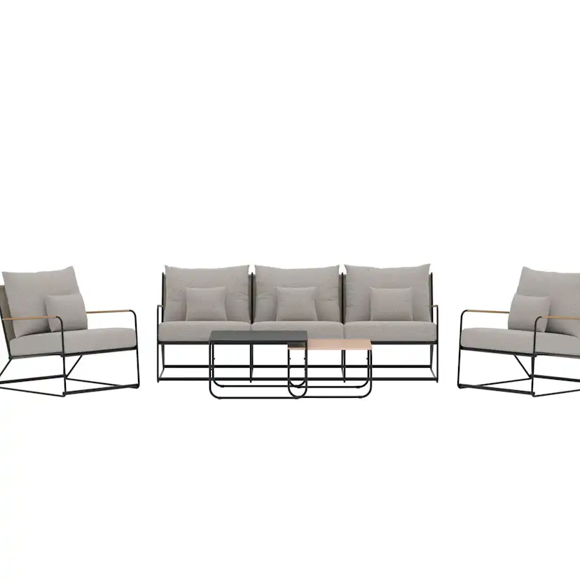 Palazzo Sofa Set - Black / Beige Boucle fabric Black / Beige Boucle fabric