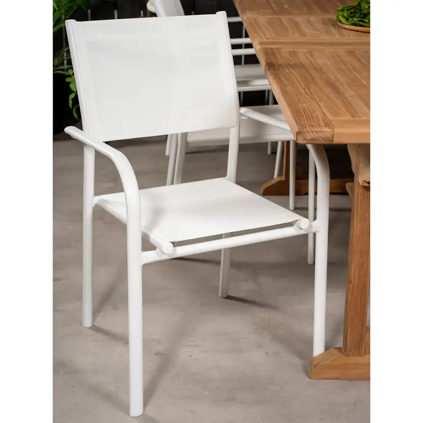 Matgrupp Venture Home Kenya 195-295x110 Teak med 6 Santorini Karmstolar