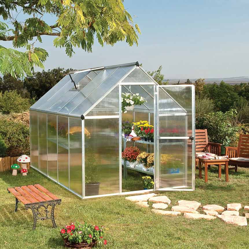 Växthus gop Multi Line Mythos Aluminiumram med UV-Skyddat Polykarbonatglas, 5.7 m²