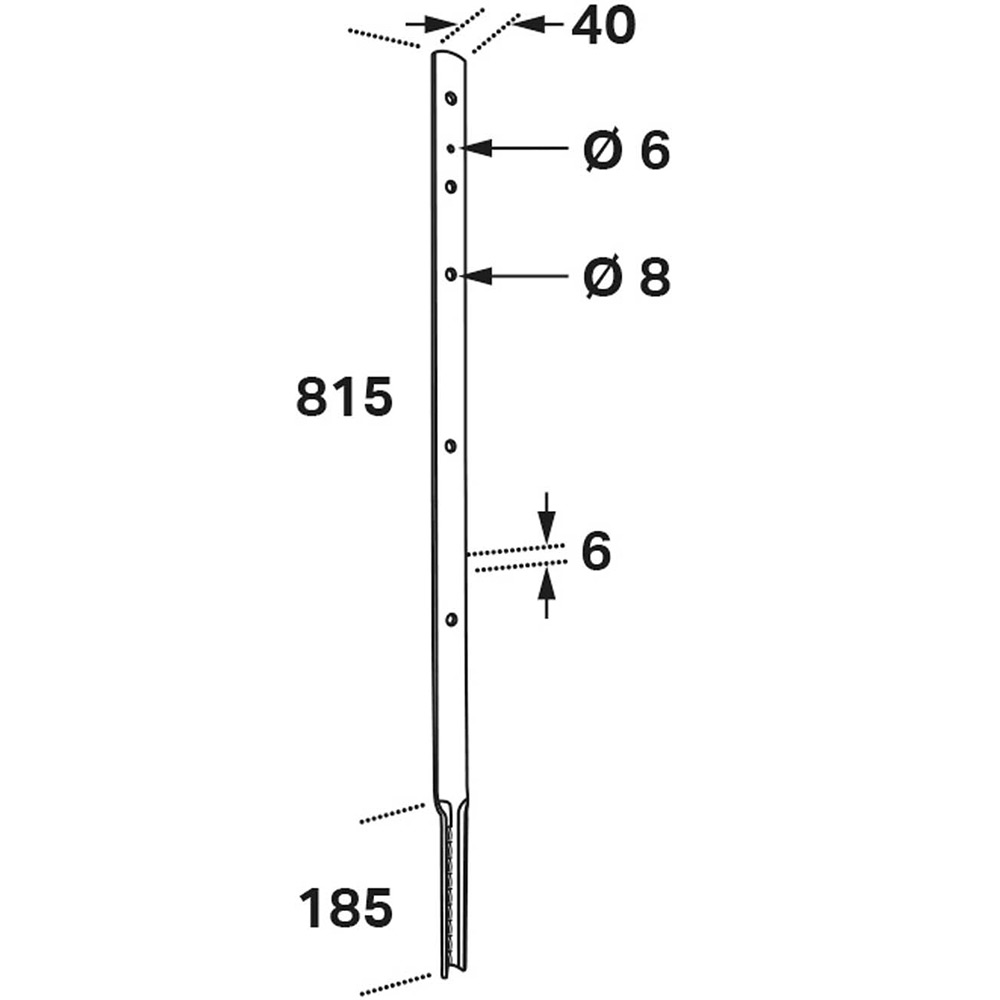 Stolpstöd FAST CSPP 40x6x1000 mm