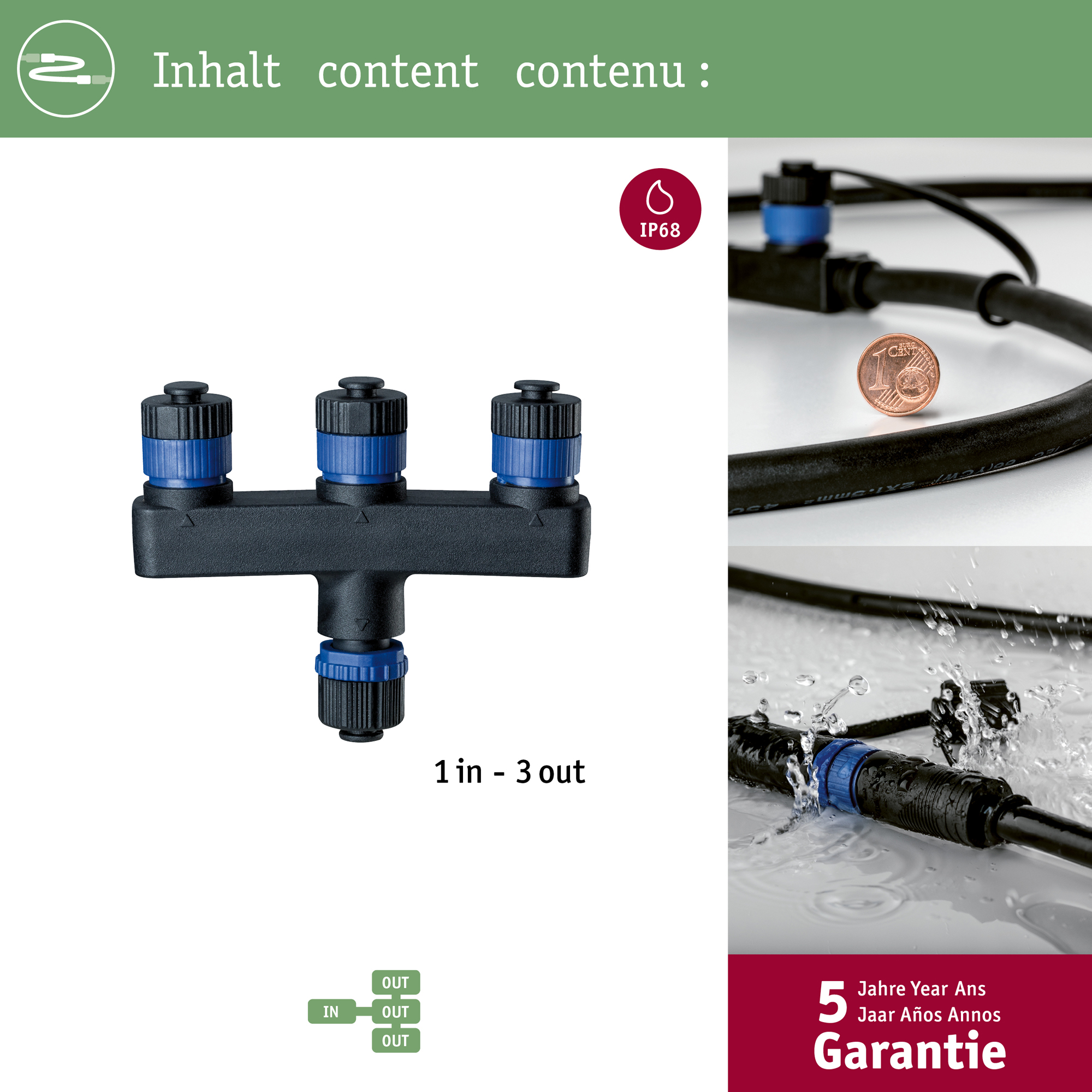Tillbehör Paulmann Plug & Shine Fördelare 3 utgångar IP68