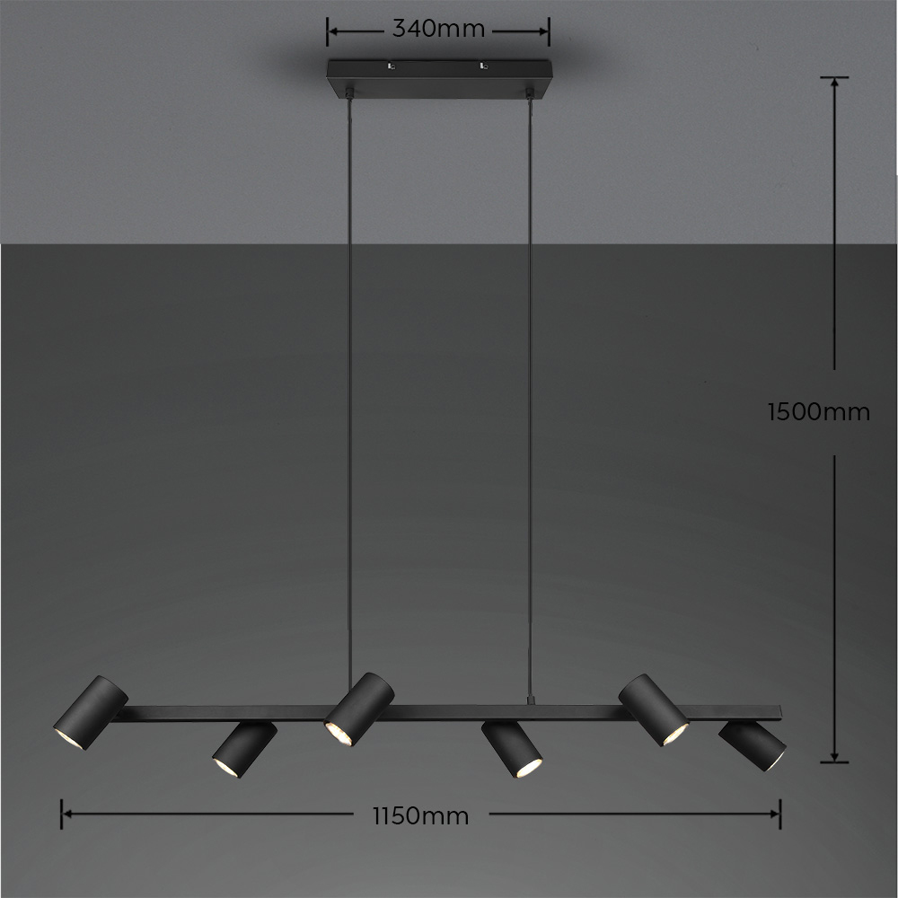 Taklampa Trio Marley 6L 115 cm GU10