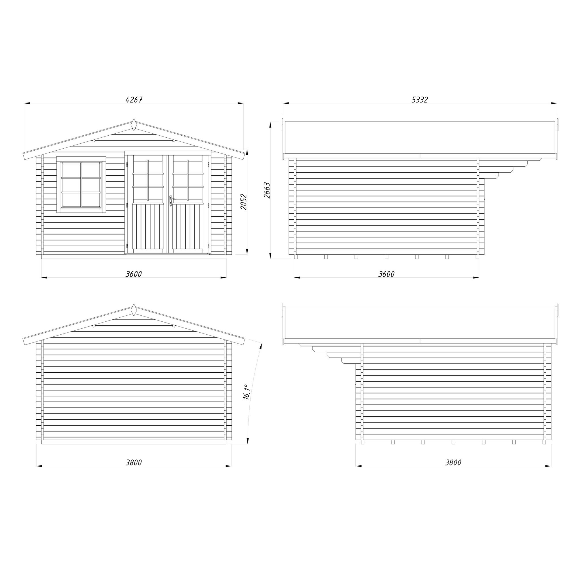 Sally 12,3 m2 Impregnerad transparent