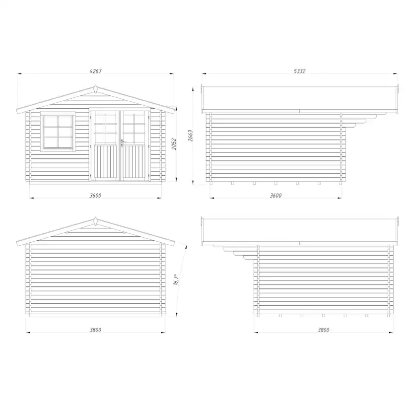 Sally 12,3 m2 Impregnerad transparent