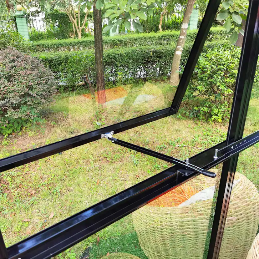 Växthus/Orangeri Metalcraft Hexagon Svart Aluminiumstomme med UV-Skyddat & Härdat Säkerhetsglas, 12,6 m²