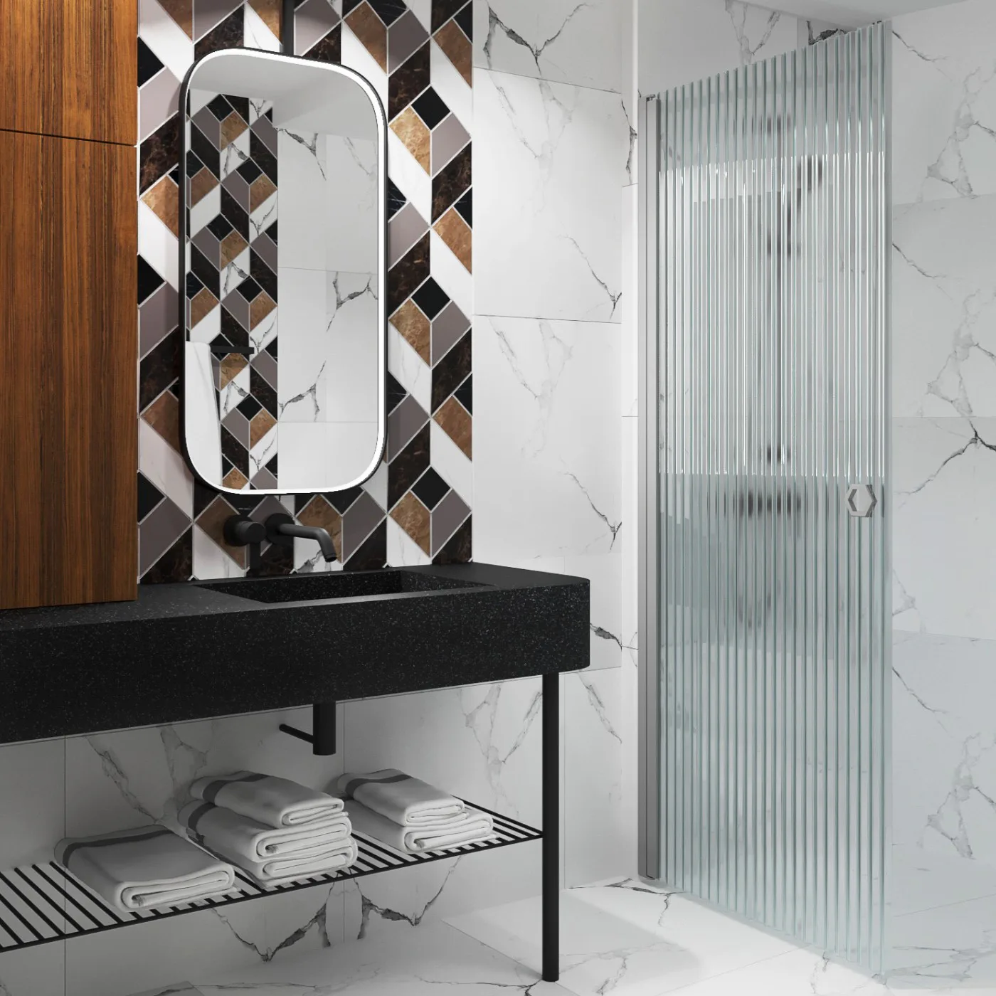 Forma 302 385x2025 mm, Reeded, Gråa Profiler