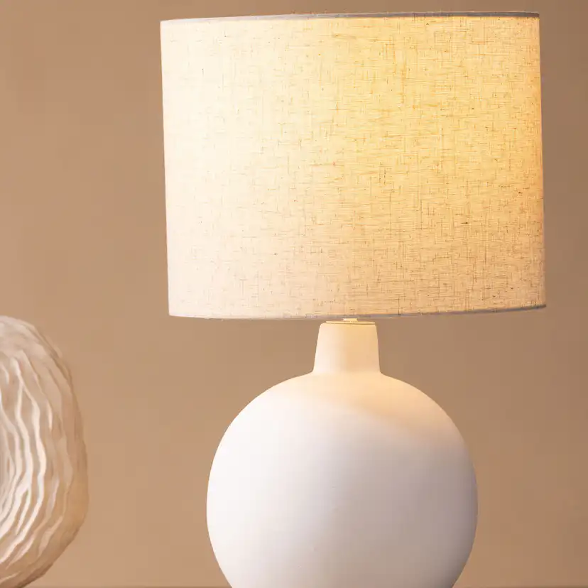 Torcello Table Lamp - Offwhite / Beige Ceramic/linen Beige/Vit