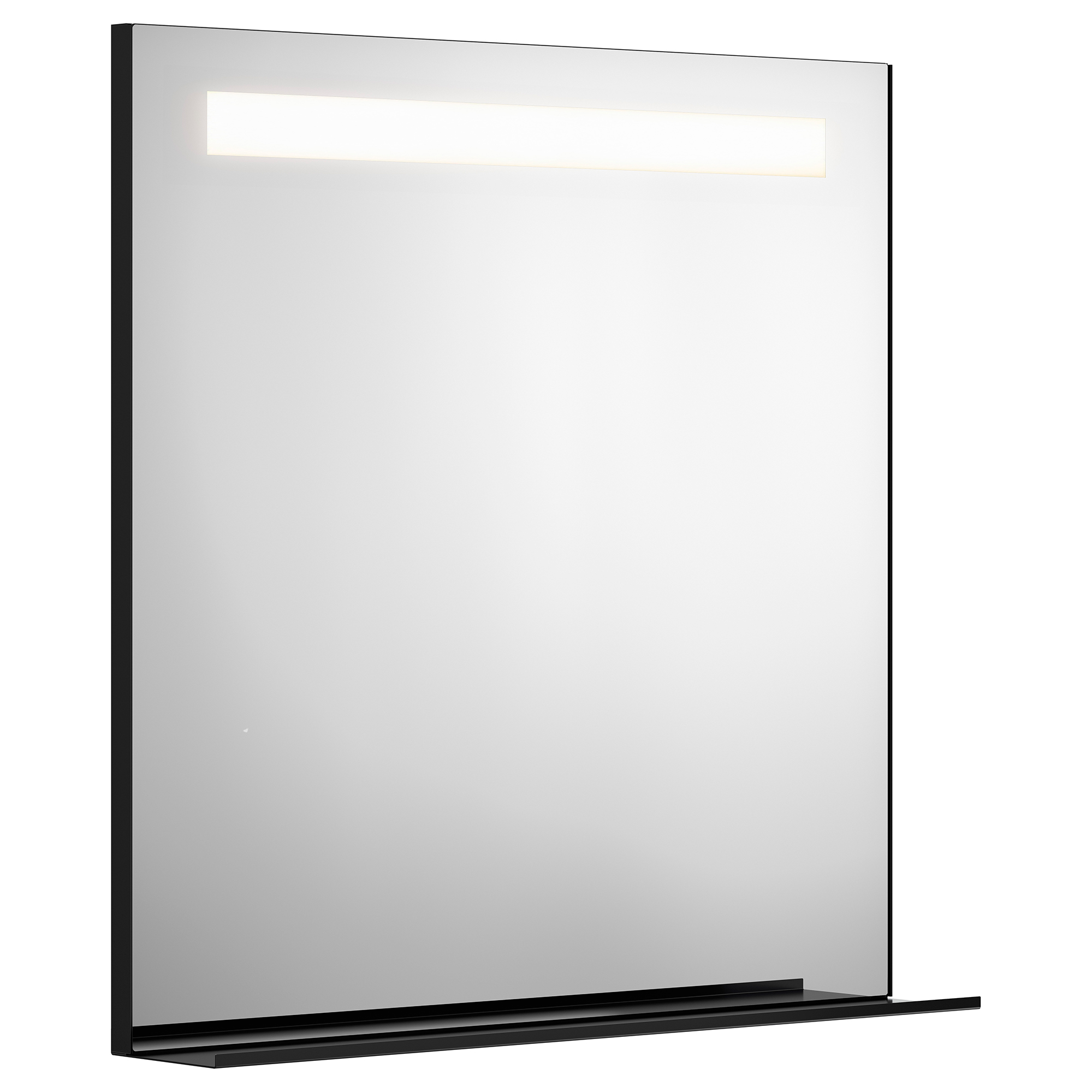 Spegel m Belysn, Hylla 80cm Svart 800x800 mm
