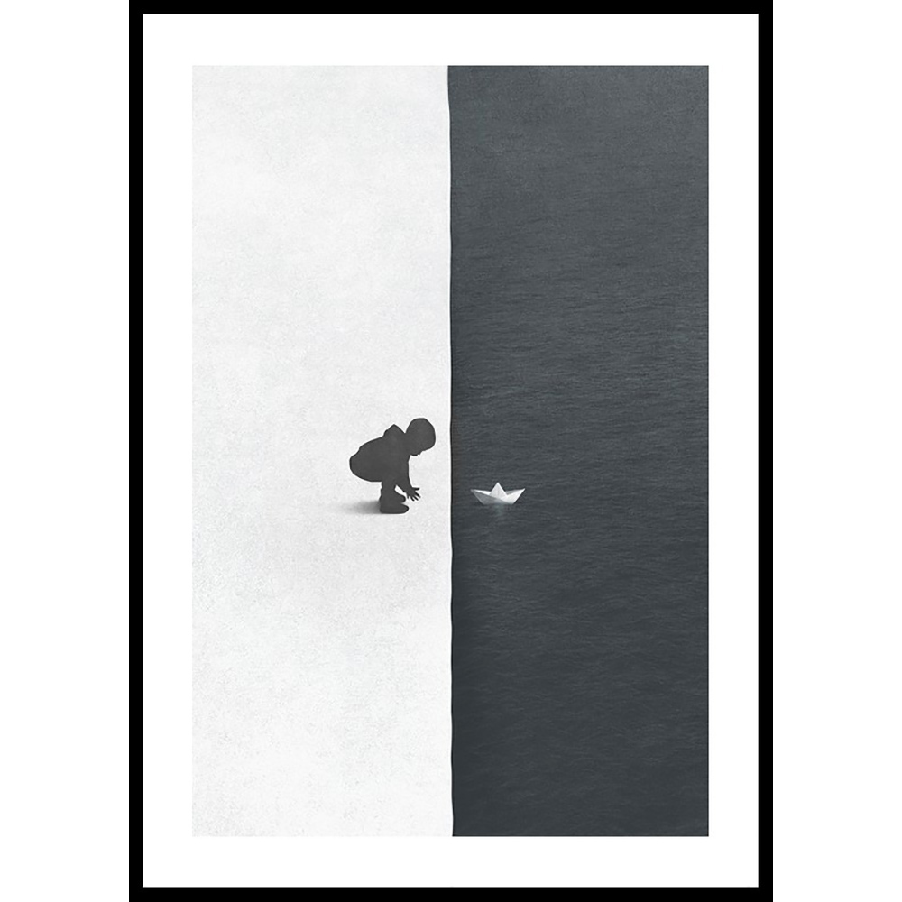 Poster Gallerix Child With Boat Contrast