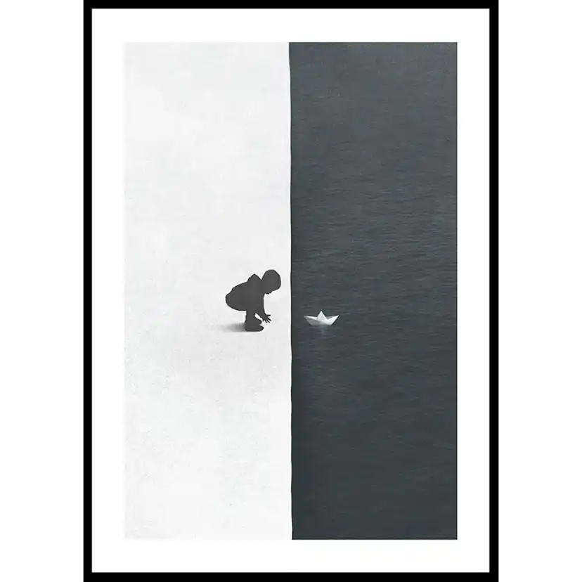 Poster Gallerix Child With Boat Contrast