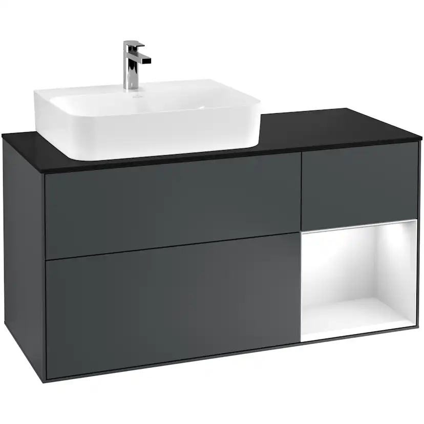 Tvättställsskåp Villeroy & Boch Finion med 3 Lådor Hylla och Bänkskiva för Ocentrerat Tvättställ