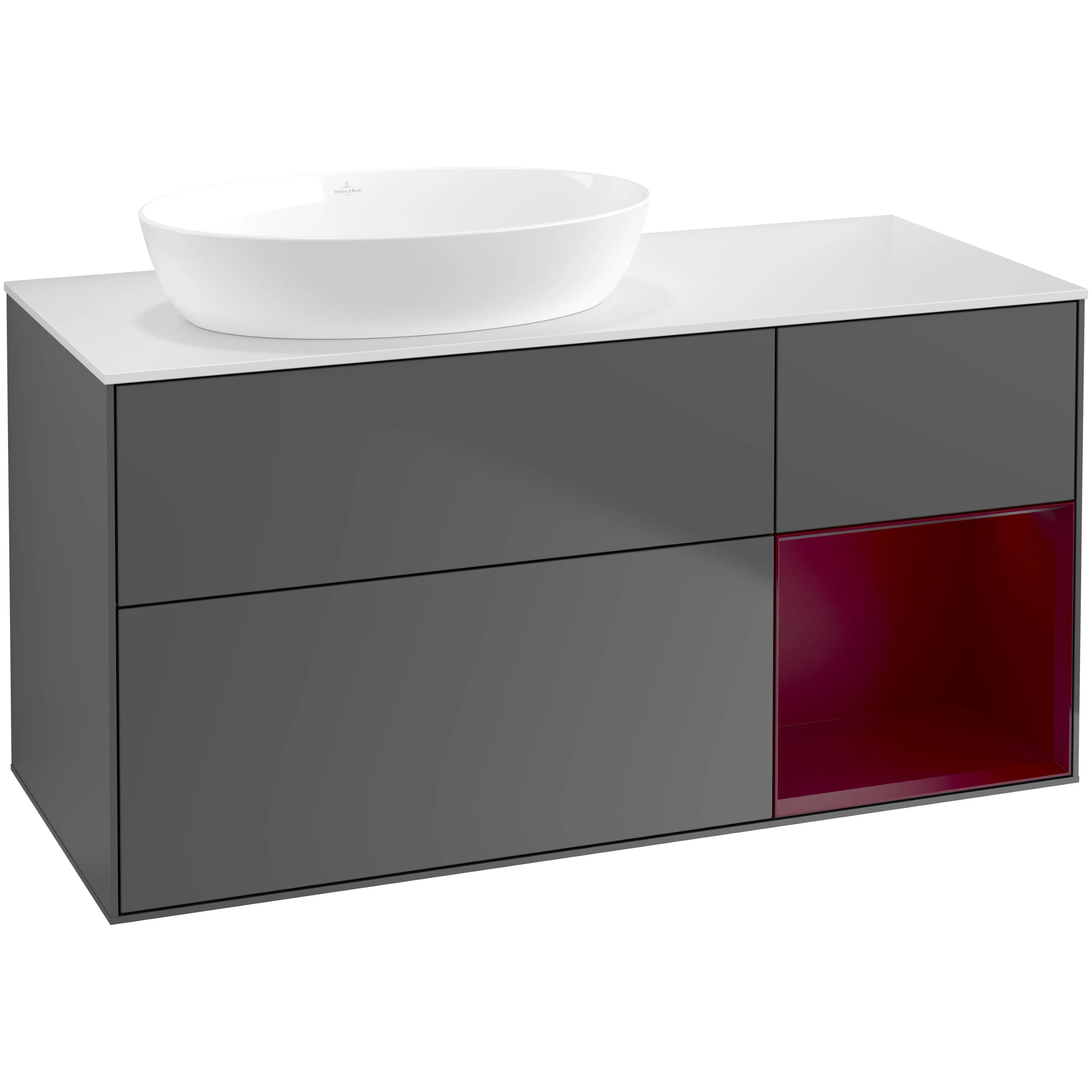 Tvättställsskåp Villeroy & Boch Finion med 3 Lådor Hylla och Bänkskiva för Ocentrerat Tvättställ från Artis & Collaro