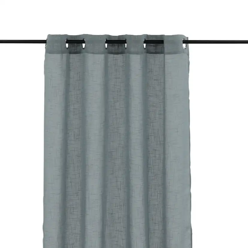 Kaya Curtain Polyester/fake linen - Grey - 140*290 - Eyelet Grå, Längd: 290 cm
