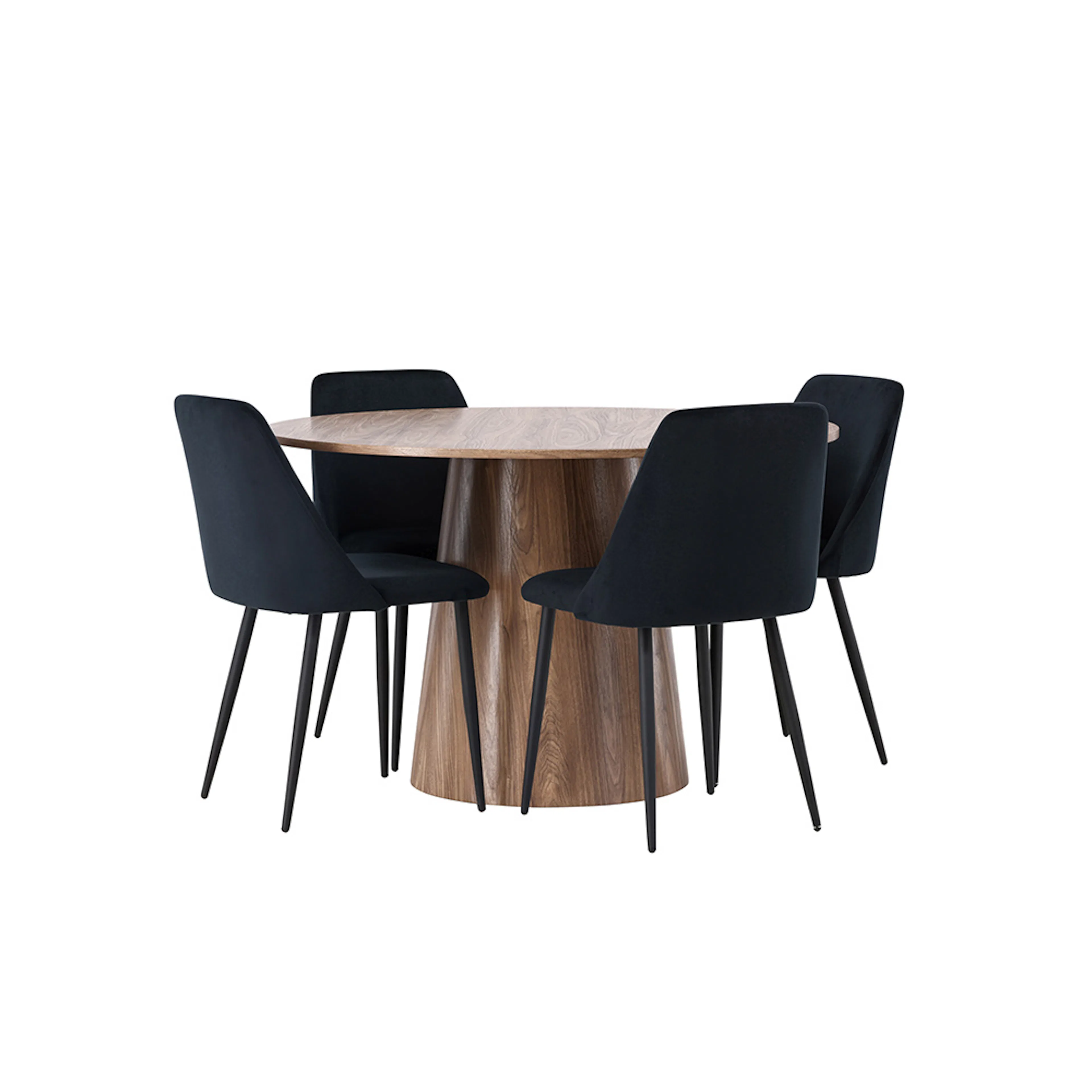 Matgrupp Venture Home Lanzo Runt Matbord Ø120 cm & 4 Night Stolar i Sammet