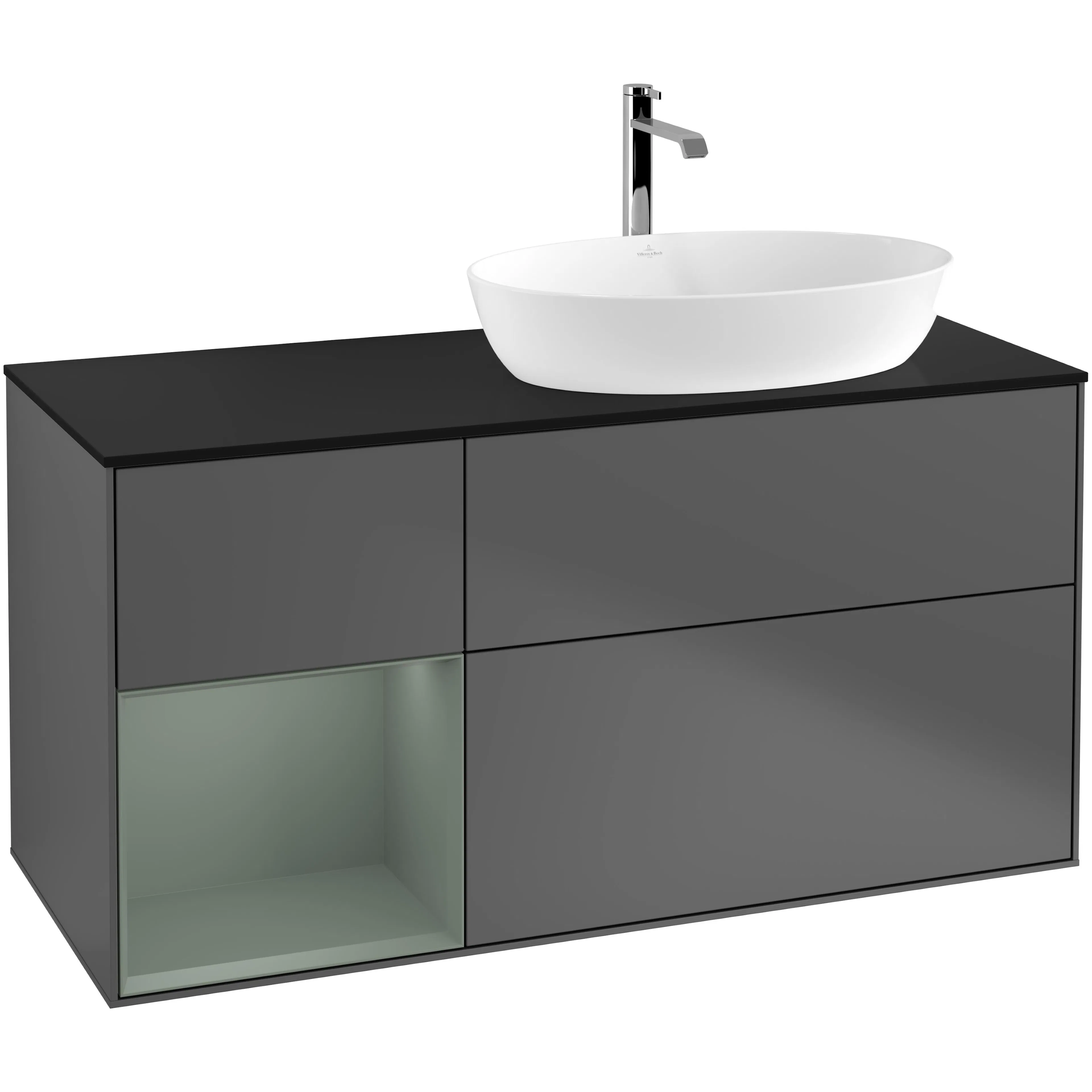 Tvättställsskåp Villeroy & Boch Finion med 3 Lådor Hylla och Bänkskiva för Ocentrerat Tvättställ från Artis & Collaro