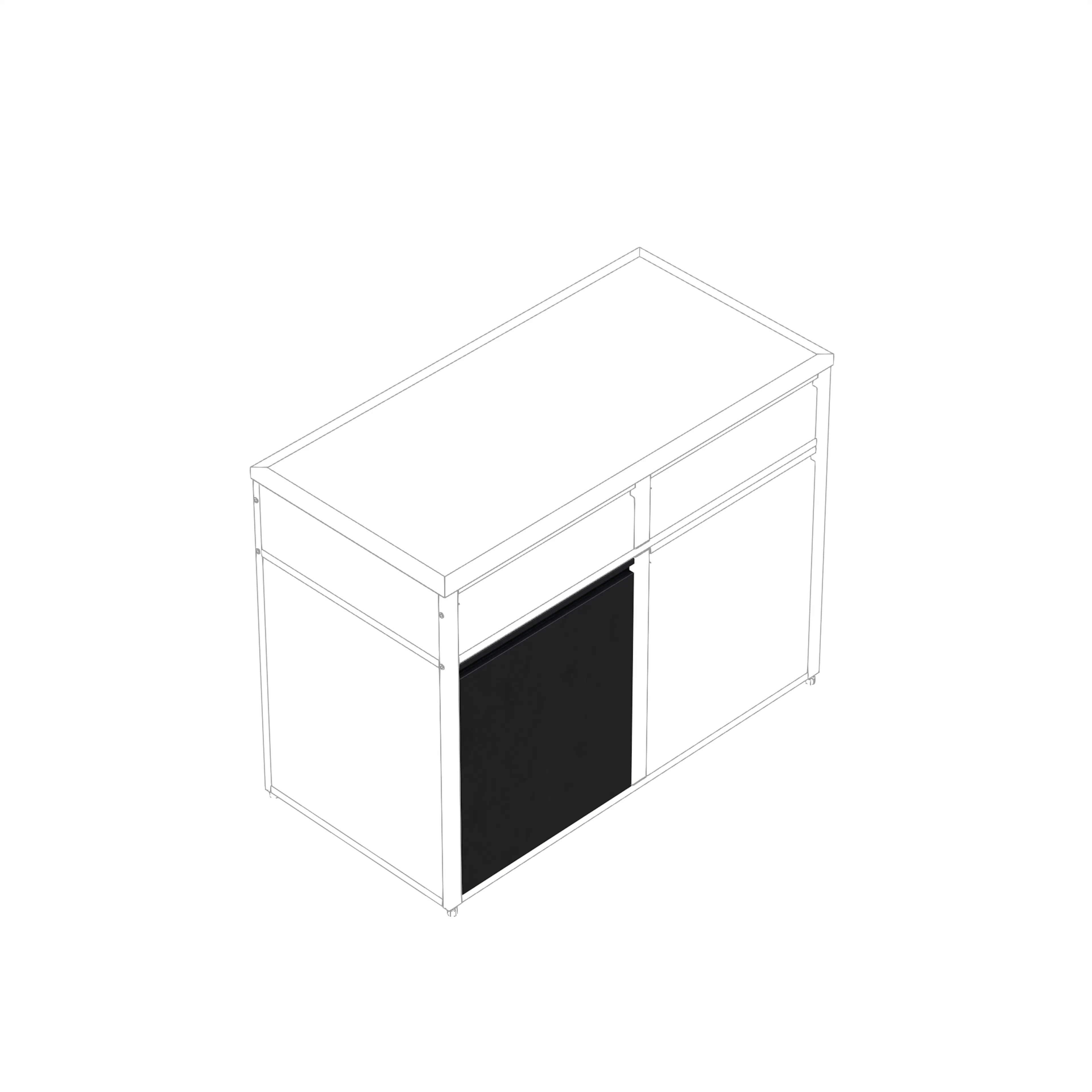 Dörr Skotte Kitchen 538  Svart 650 mm Till Utekök