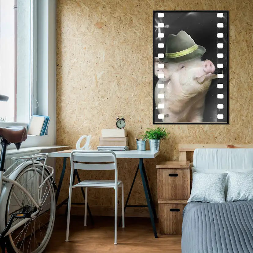 Poster Artgeist Affisch Pig with Mustache