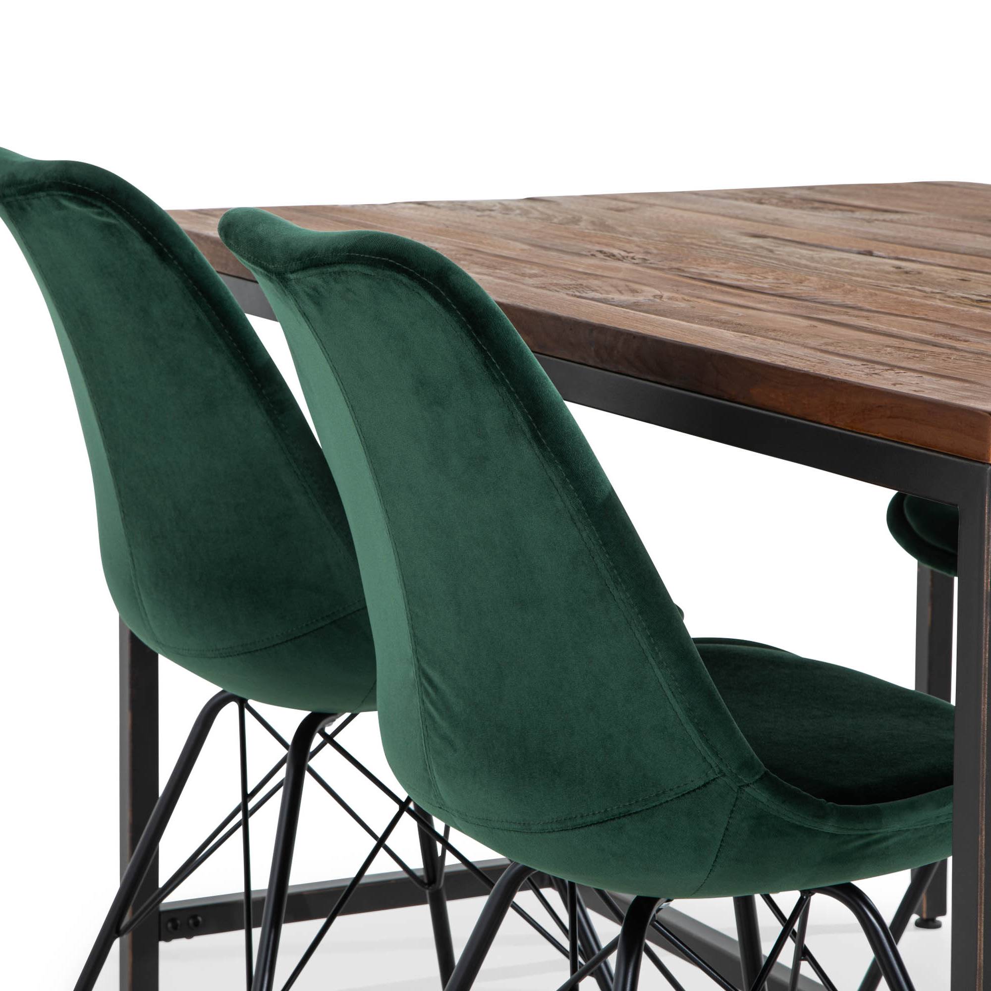 Matgrupp Bloomington Wilmer Rektangulärt Matbord 140 cm med 4 Shell Matstol Sammet