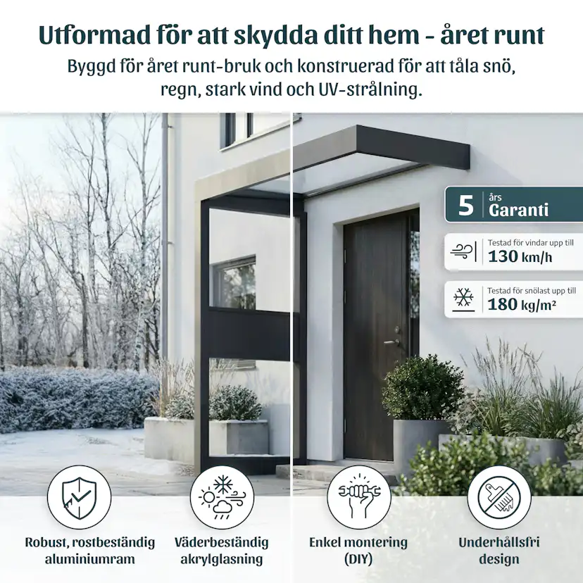 Entrétak Canopia by Palram Sophia Grå/Vit Med Sidovägg 0,9 X 1,5 m