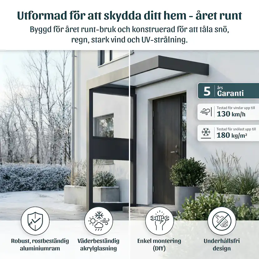 Entrétak Canopia by Palram Sophia Grå/Vit Med Sidovägg 0,9 X 1,5 m