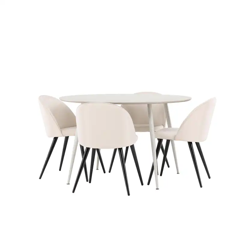 Matgrupp Venture Home Plaza Ø120 med 4 st Velvet Stolar