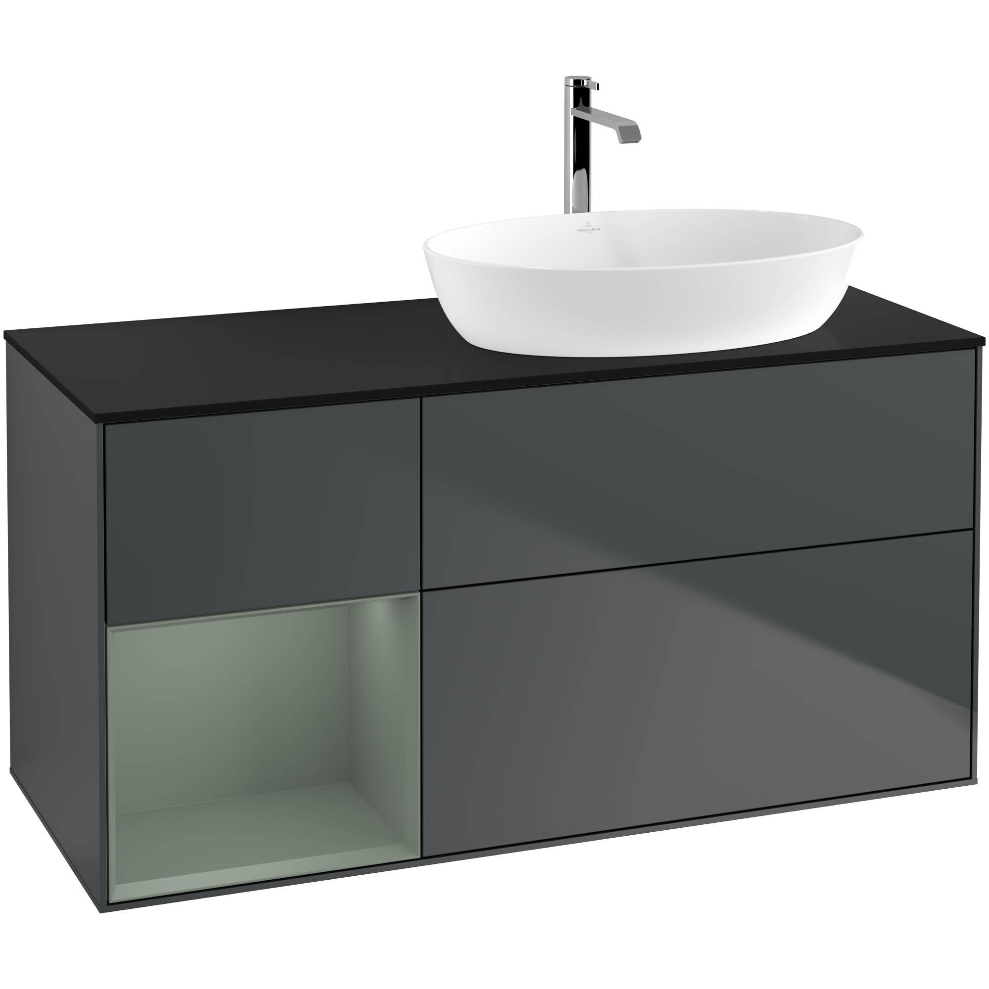 Tvättställsskåp Villeroy & Boch Finion med 3 Lådor Hylla och Bänkskiva för Ocentrerat Tvättställ från Artis & Collaro