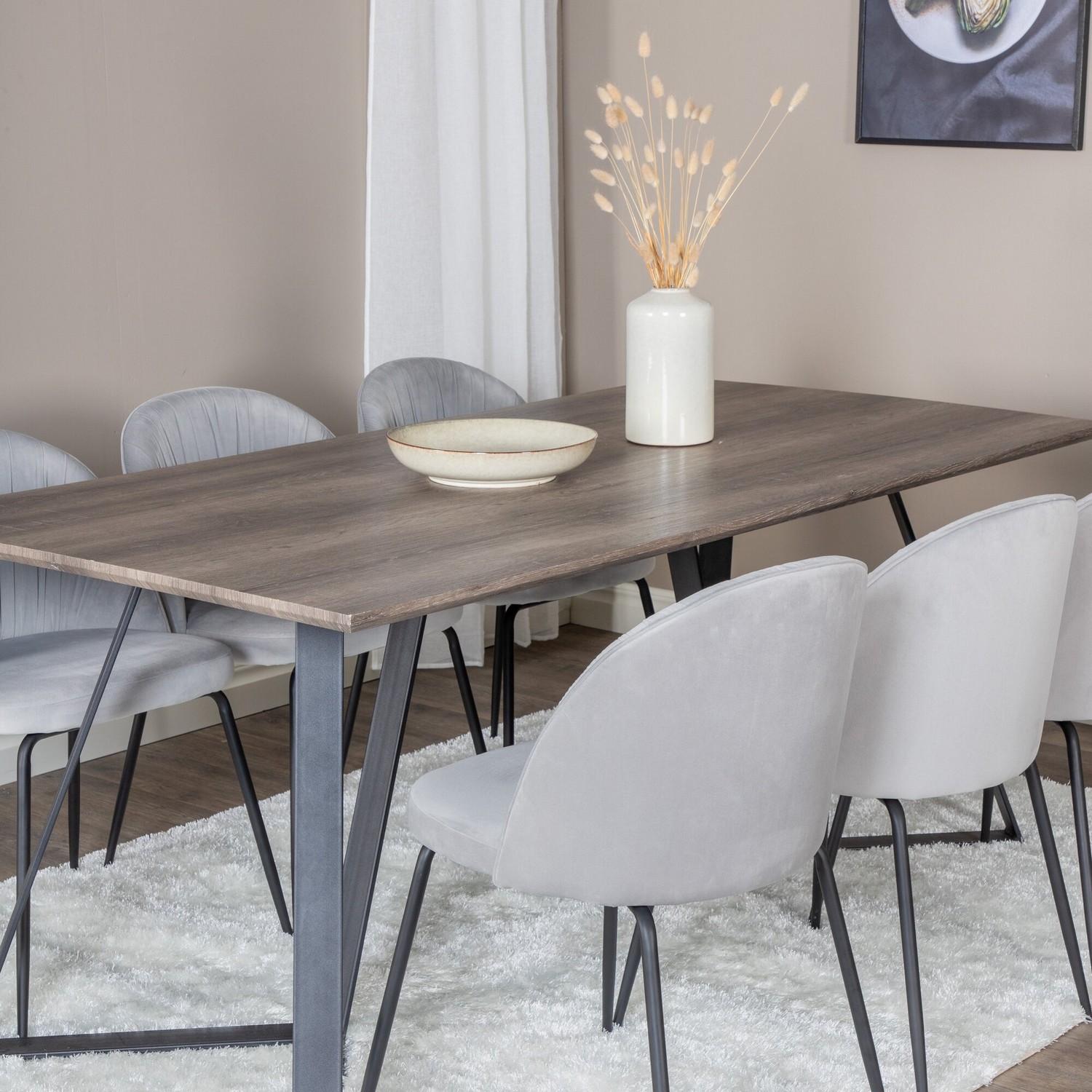 Matgrupp Venture Home Madde med 6 Wrigley Stolar Sammet