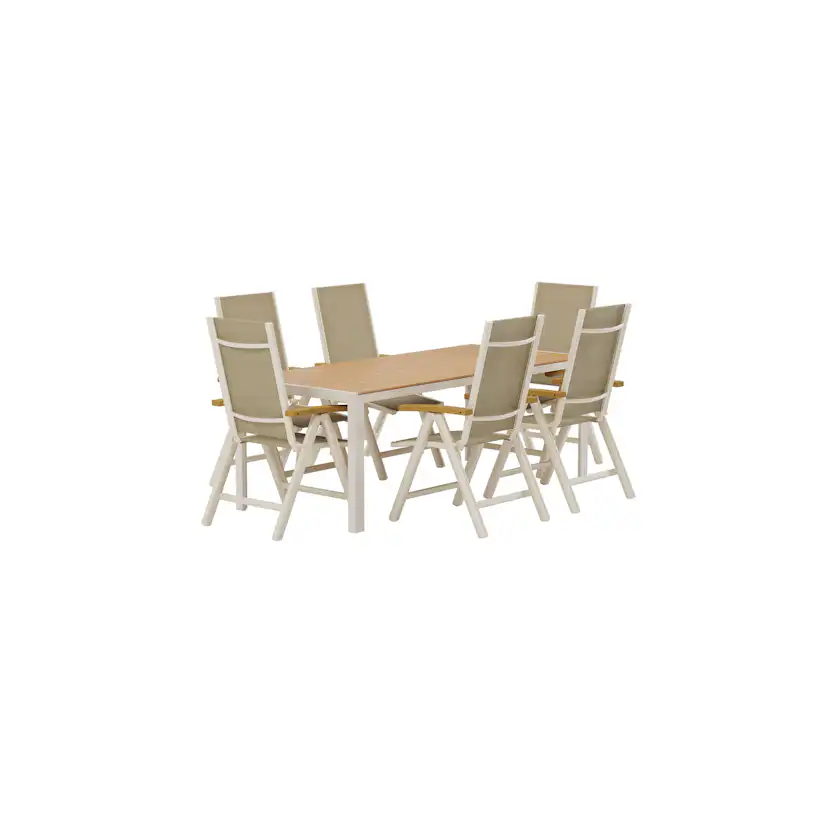Matgrupp Utomhus Venture Home Break 90x205 cm med 6 st Panama Trädgårdsstolar