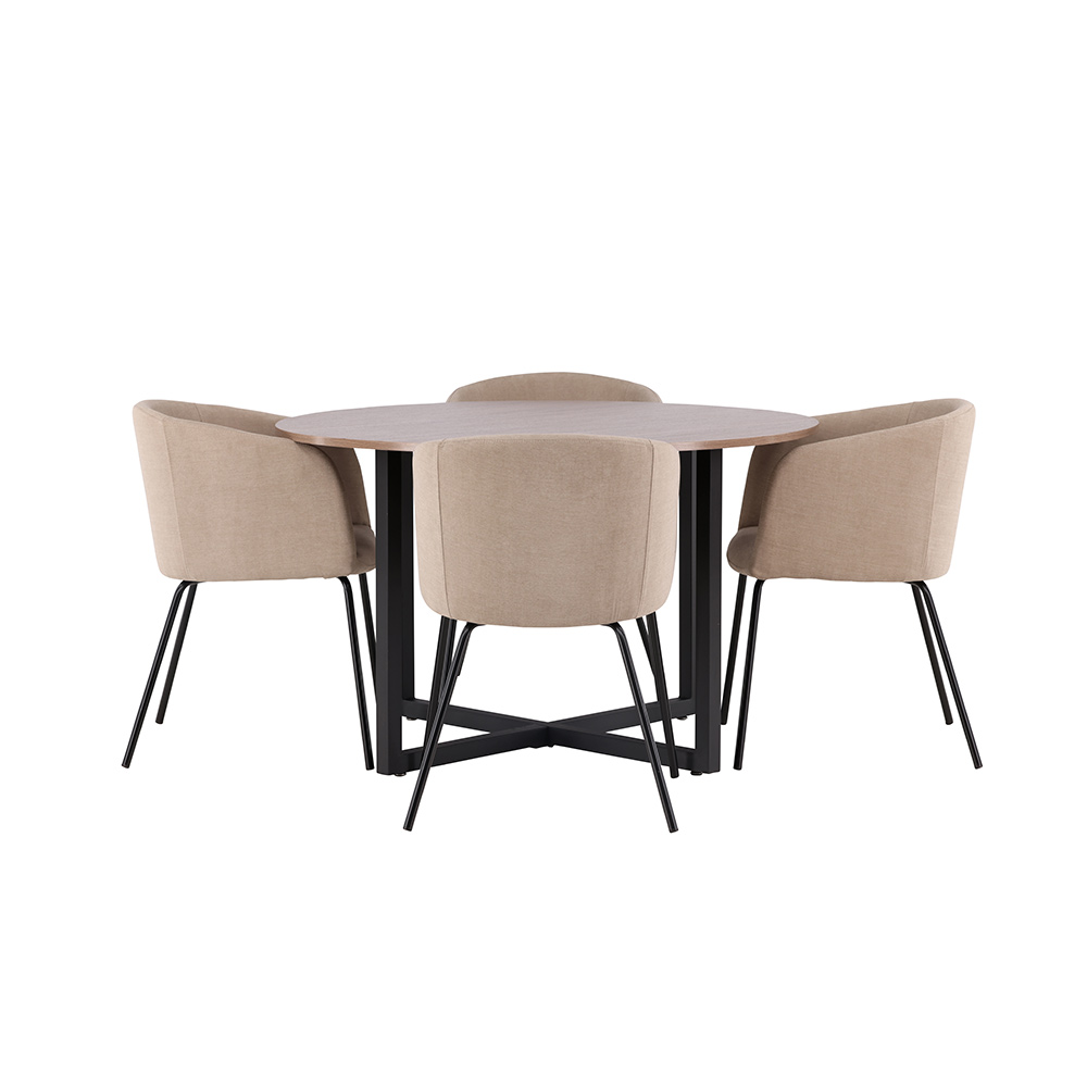 Matgrupp Venture Home Durango Ø 120 cm med 4 Berit Stolar