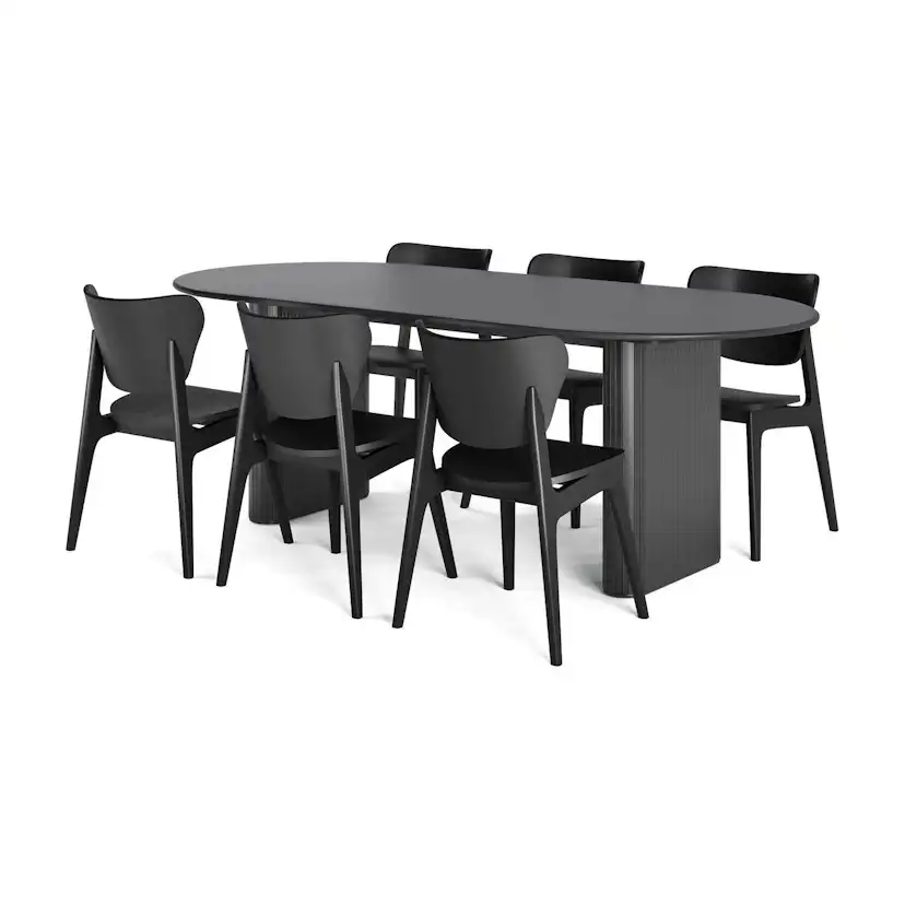 Matgrupp Bark Noira Matbord 220 med 6Jerup Matstol
